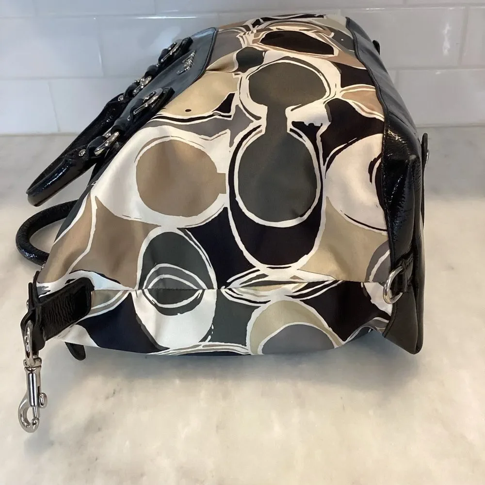 Coach Purse Handbag F17650 Multicolor Sateen Ashley Scarf Print Satchel Bag